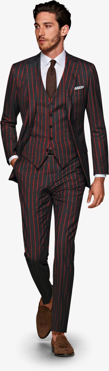 Mens Black Chalk Pinstripe Gangster suit - 1920s suit - Mobster Suit - Men's Tuxedo USA