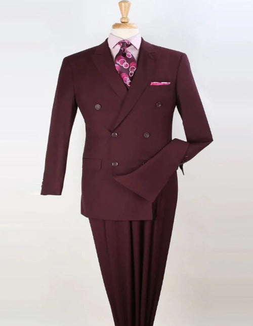 Pleated Suit - Mens Suits With Pleated Pant - Regular Fit Suit - Burgundy Suit - Men's Tuxedo USA