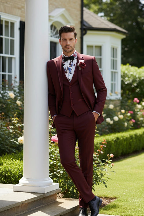 Burgundy Vinci 2-Button Notch Tuxedo