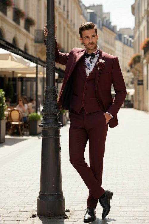 Burgundy Vinci 2-Button Notch Tuxedo