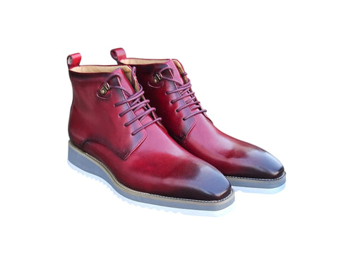Burnished Calfskin Lace-Up Boot
