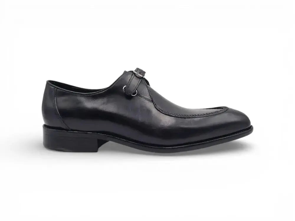 Carrucci Burnished Leather Moc Toe Single Monk Loafer – SuitUSA