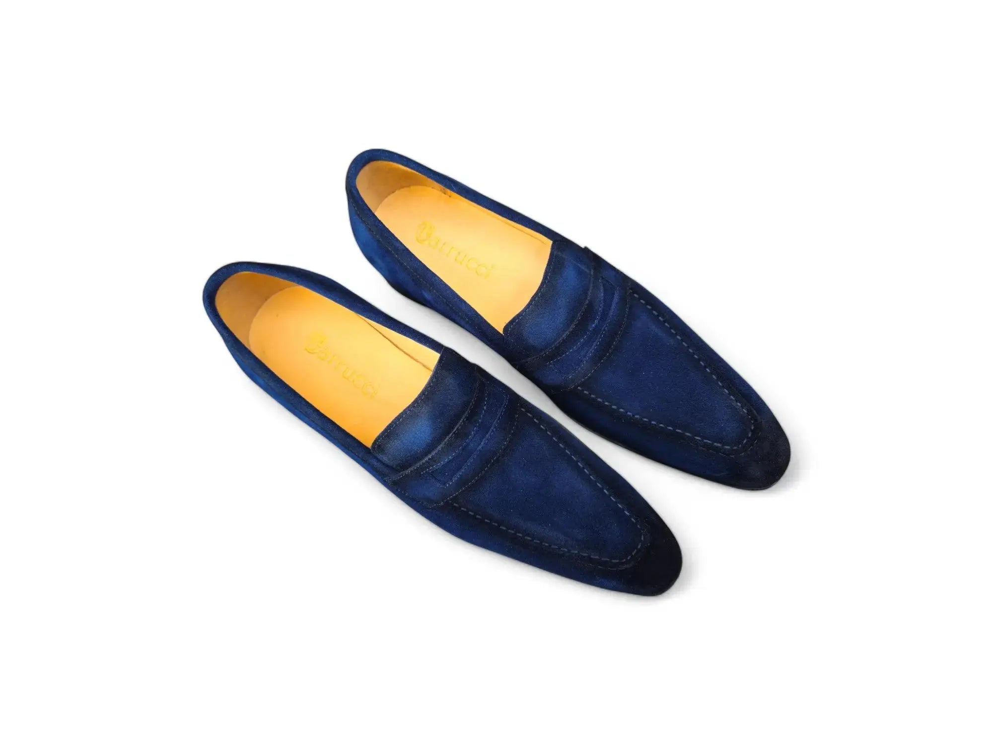 Carrucci Burnished Suede Penny Loafers - Rich Casual Comfort – SuitUSA