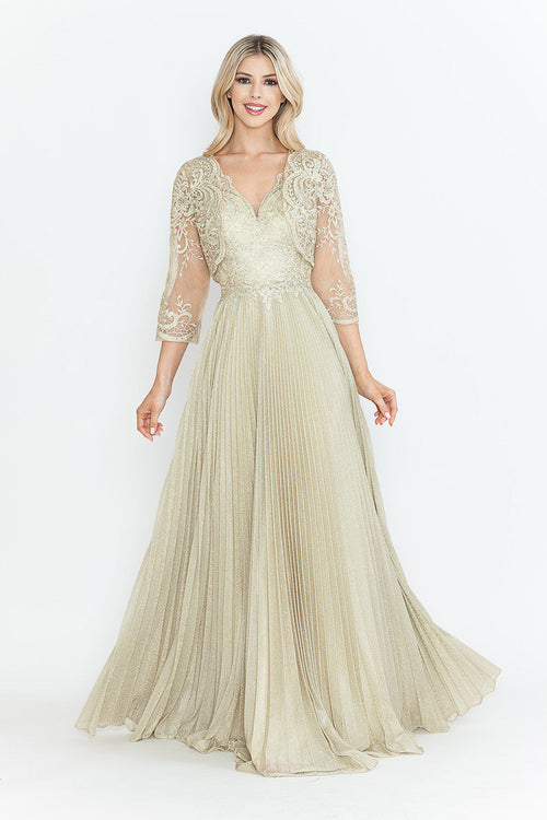 Mother Of The Groom Dress V-Neck 3/4 Sleeve Gown By Lenovia 8341-New Collection