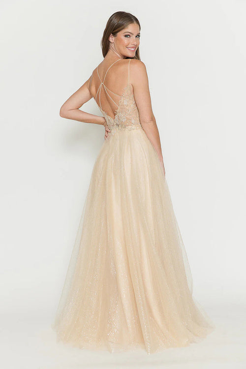 Evening Dress V-Neck Beaded Sequin A-Line Formal Gown By Lenovia 8183