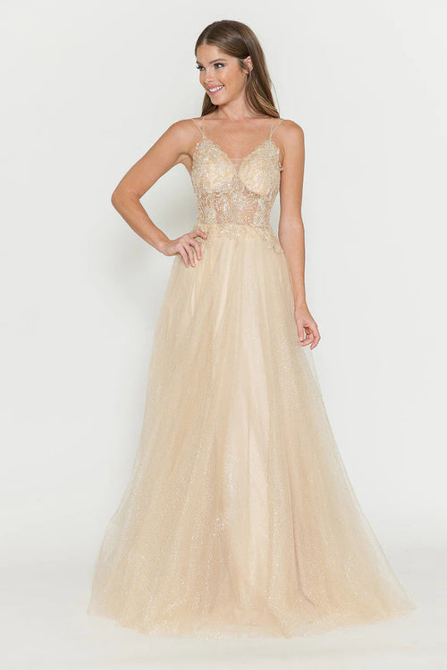 Evening Dress V-Neck Beaded Sequin A-Line Formal Gown By Lenovia 8183