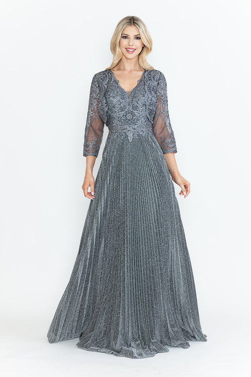 Mother Of The Groom Dress V-Neck 3/4 Sleeve Gown By Lenovia 8341-New Collection