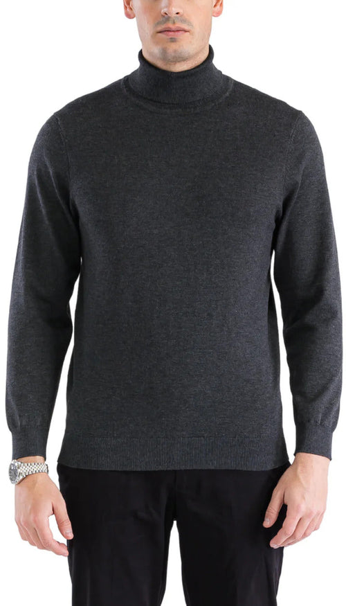 MENS CHARCOAL PULLOVER TURTLENECK SWEATER USA Men's Outlet