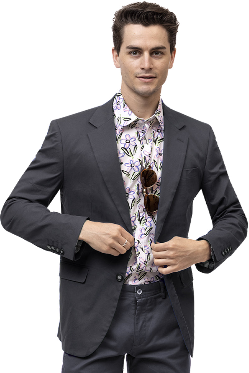 Men's Modern Fit Casual Summer Chino Blazer in Charcoal Grey – SuitUSA