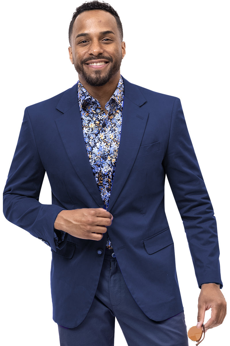 Men's Modern Fit Casual Summer Chino Blazer in Midnight Blue – SuitUSA