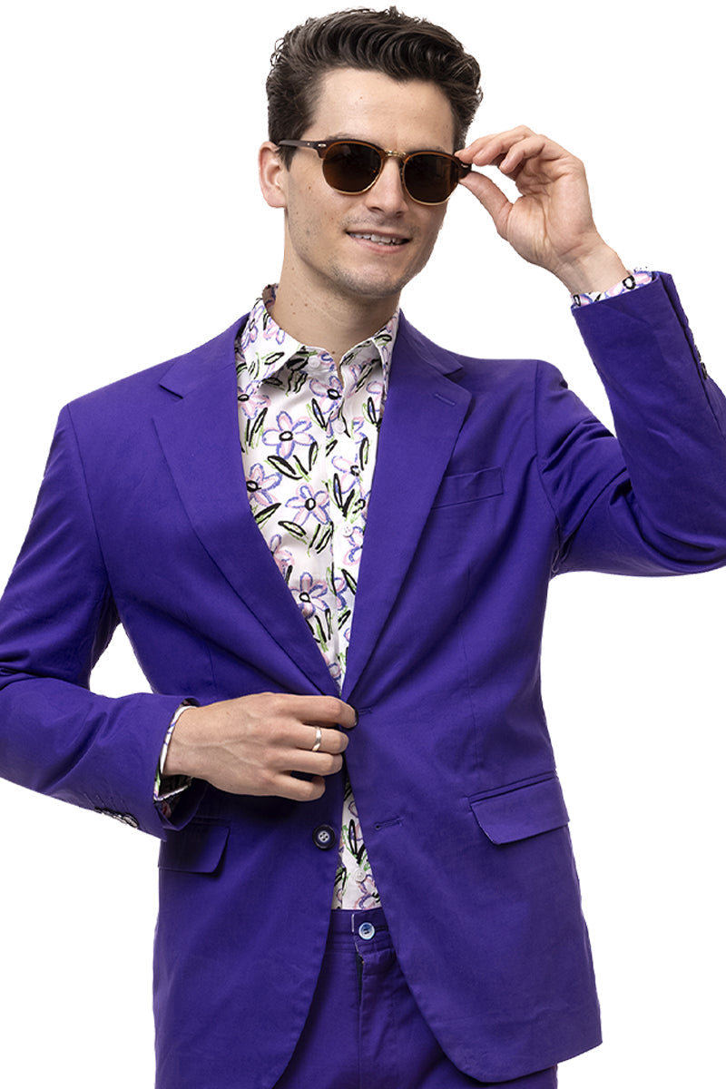Men's Modern Fit Casual Summer Chino Blazer in Purple – SuitUSA