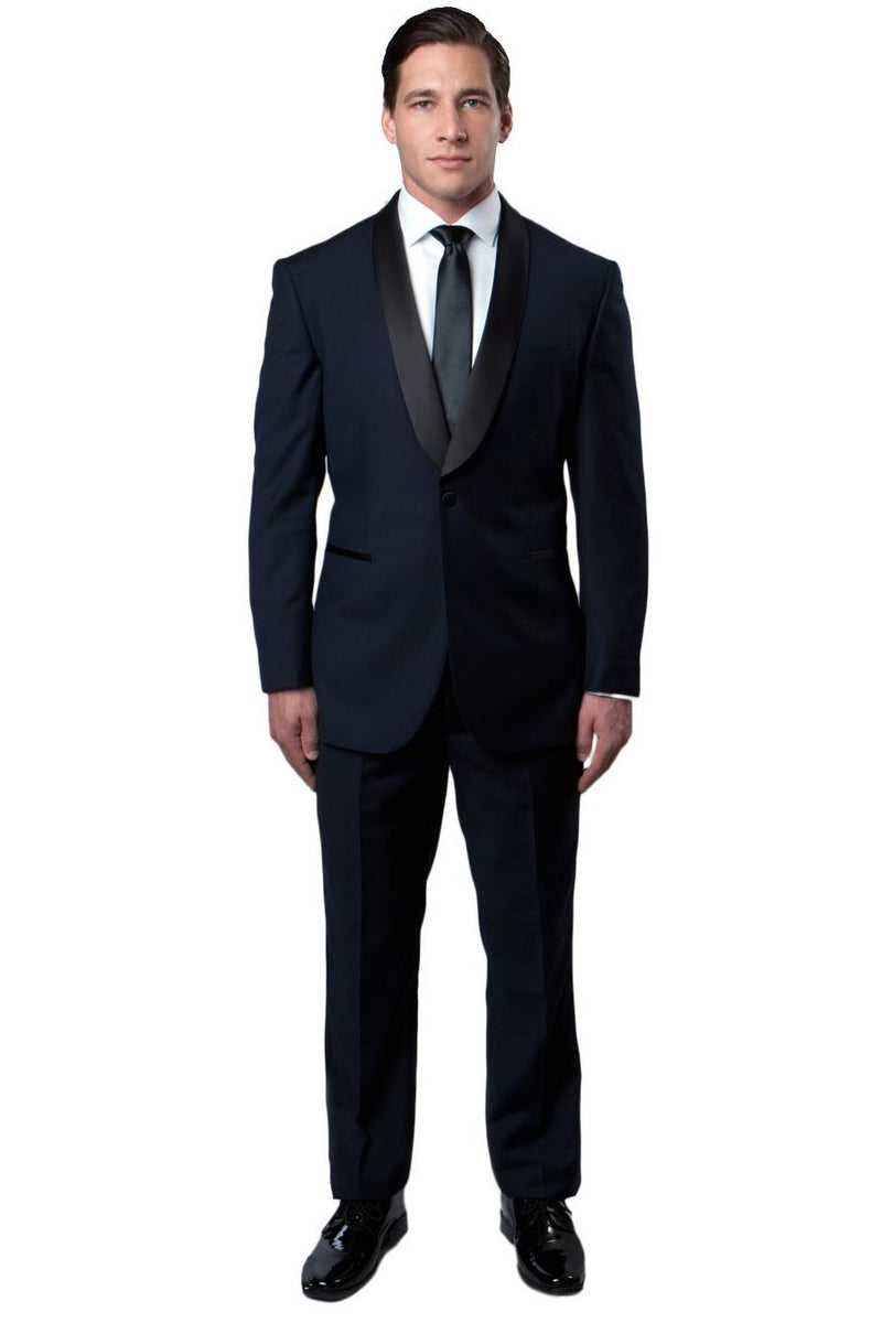 Men's Navy Slim Fit Shawl Lapel Tuxedo