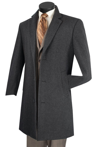 Men's Wool & Cashmere Car Coat in Charcoal