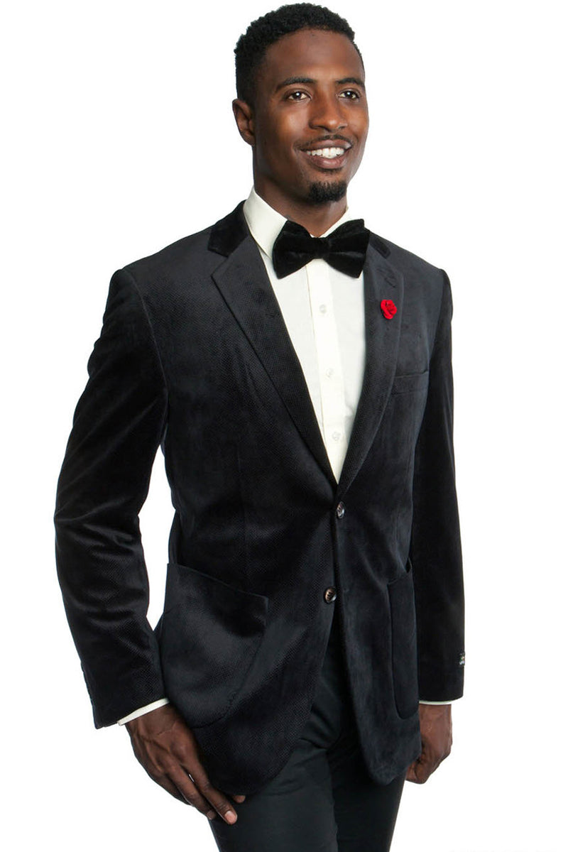Men's Navy Velvet Blazer by Tazio Suits