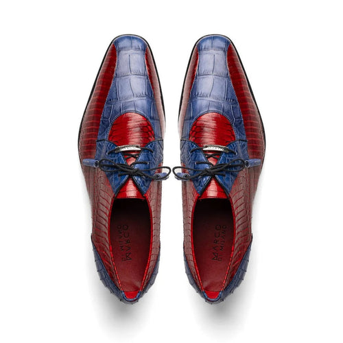 Marco Di Milano Moncalieri Navy & Red Genuine Alligator / Cobra Skin Dress Derby Oxfords