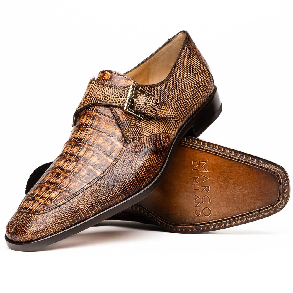 Marco Di Milano Toluca Rustic / Orix Monk Strap Lizard & Crocodile Monk-strap Loafers – SuitUSA