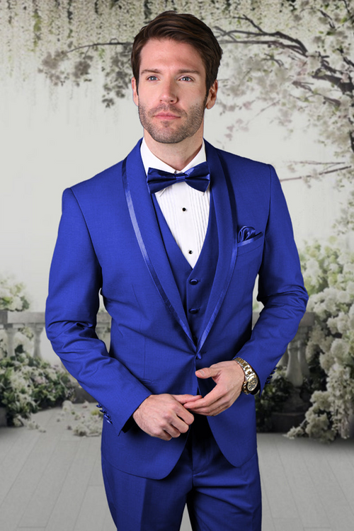 Men's Royal Blue Vested Shawl Tuxedo for Weddings & Proms