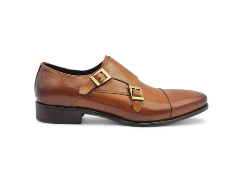 Cap Toe Double Monk Strap Shoe