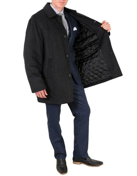 Mens Dress Carcoat Black Overcoat - Mens Car Coat by USA Men's Outlet