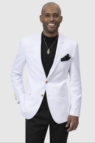 Clean White Two Button Blazer β Menβs Modern Club Style Jacket