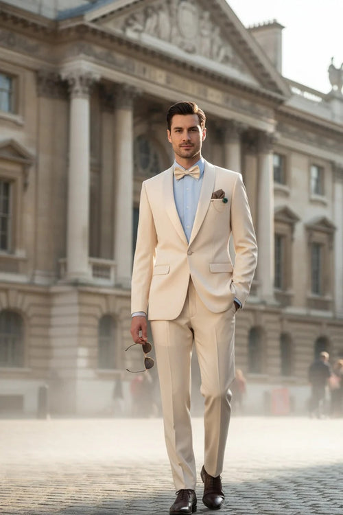 Champagne 1-Button Shawl Tuxedo