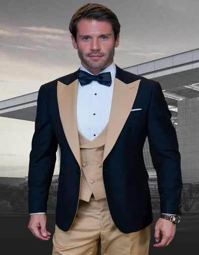 Tan Wedding Tuxedo - Groom Peak Lapel Suit in Beige Color