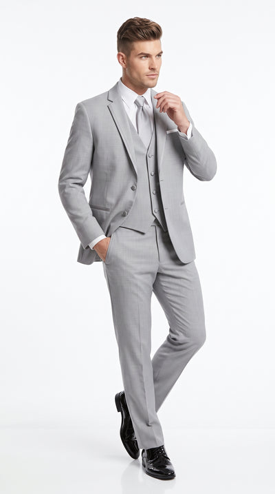 Men’s Light Grey Prom Suit, Designer 2 Button Peak Lapel Grenada Wedding Tuxedo Suit