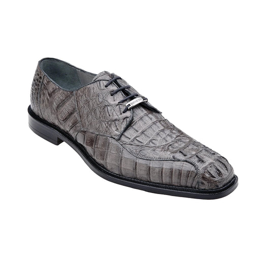 Men's Belvedere Chapo Hornback Caiman Crocodile Dress Shoe in Grey