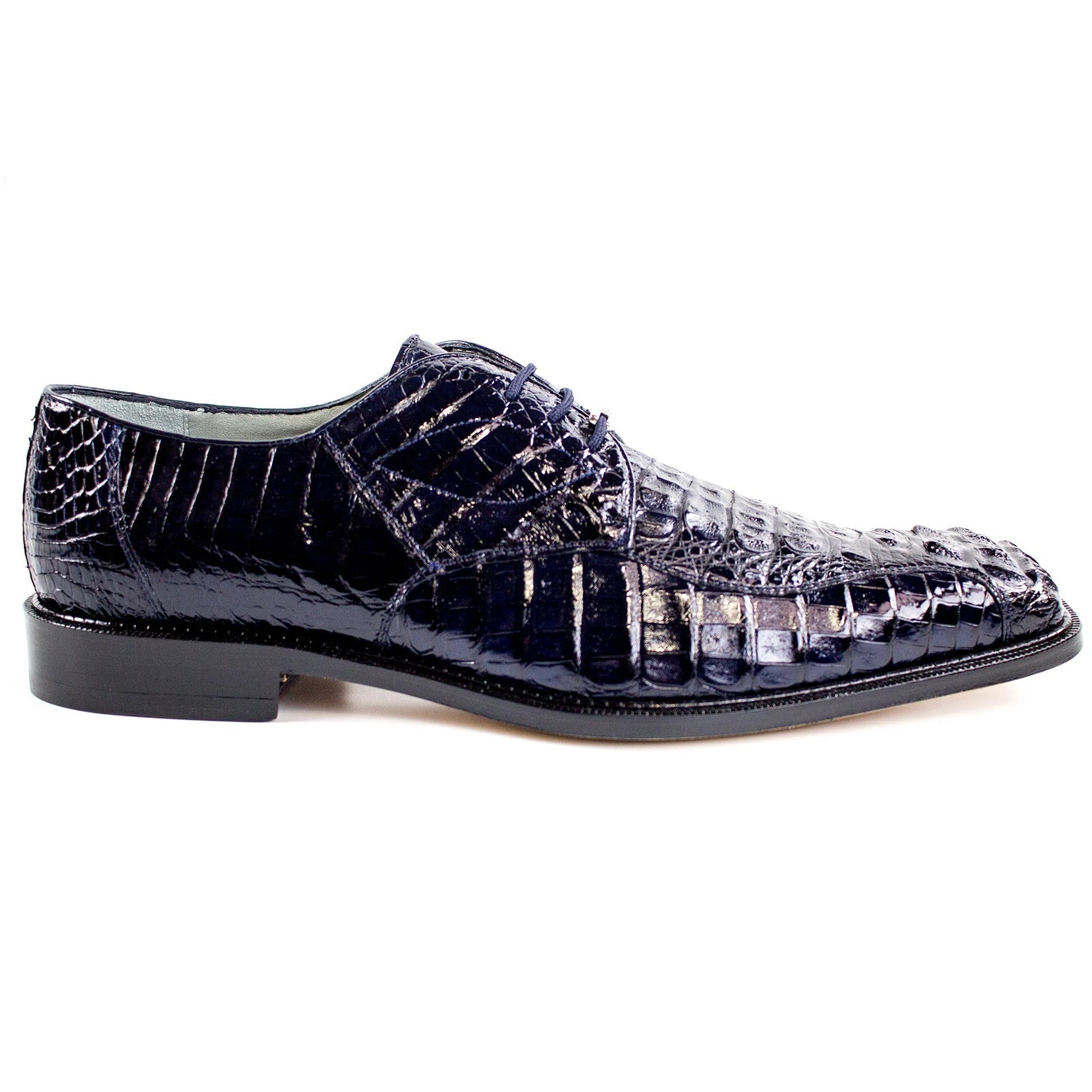 Men's Chapo Hornback Caiman Crocodile Dress Shoe in Navy by Belvedere Shoes