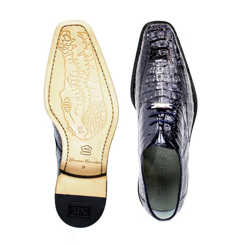 Men's Chapo Hornback Caiman Crocodile Dress Shoe in Navy by Belvedere Shoes