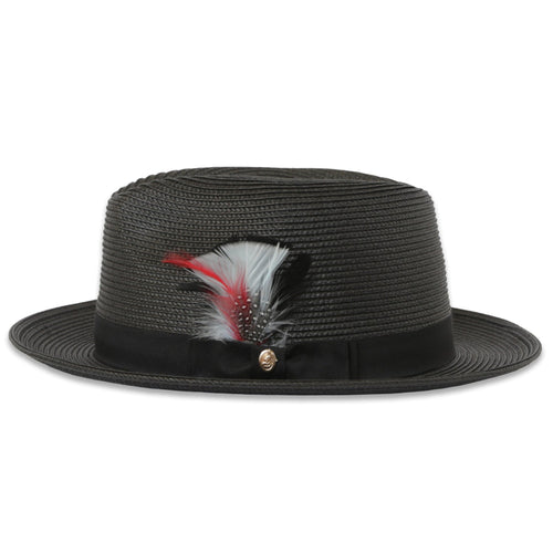 Tapa Crushable Straw Hat Fedora in Charcoal by Ferrecci USA