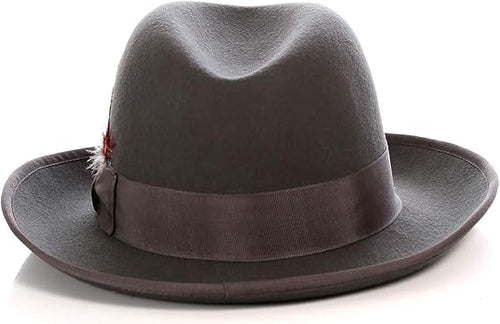 Premium Godfather Hat - Homburg Hat - Men's Homburg Charcoal by USA Men's Outlet
