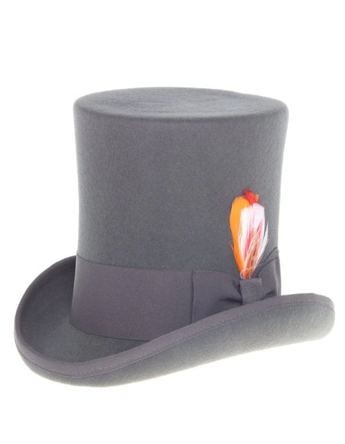Victorian Steampunk Top Hat - 1800 19th Century - Dressy Loden Felt Top Charcoal Grey Hat by USA Men's Outlet