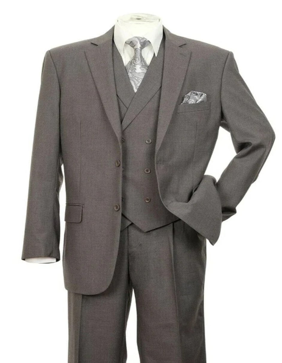 Pleated Dress Men Suits - Mens 2 button Pleated Pant Double Breasted Charcoal Grey Suit by Men's Tuxedo USA – SuitUSA