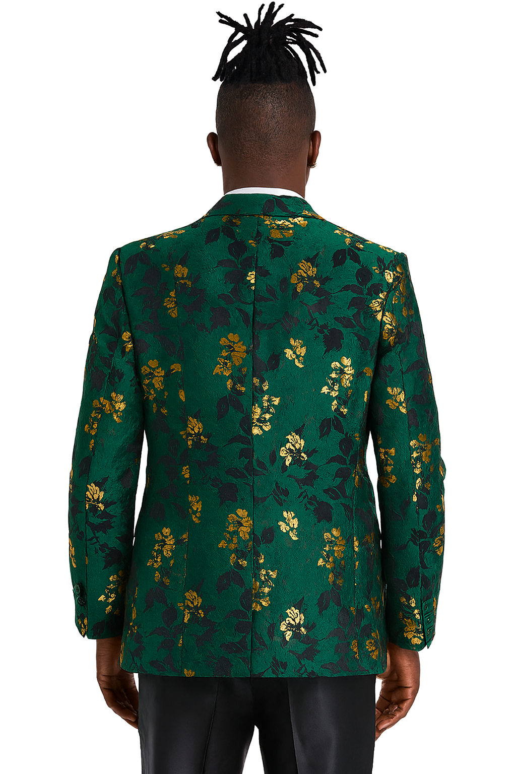 Men's slim fit hunter green and gold paisley prom and wedding tuxedo jacket