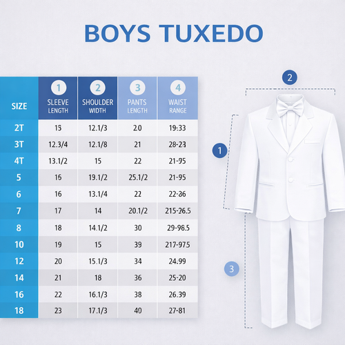 Boys 5 Piece White Tuxedo Set Sizes 2T-16