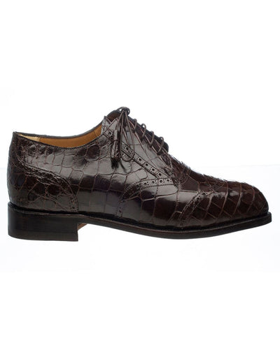 Ferrini Shoes - Mens Alligator Dress Shoe - Ferrini 3673 Belly Alligator Wingtip Shoes Chocolate Ferrini USA