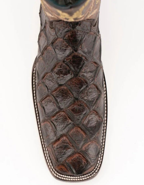 Ferrini Bronco Men's Print Pirarucu Fish Boots Handcrafted Chocolate Ferrini USA