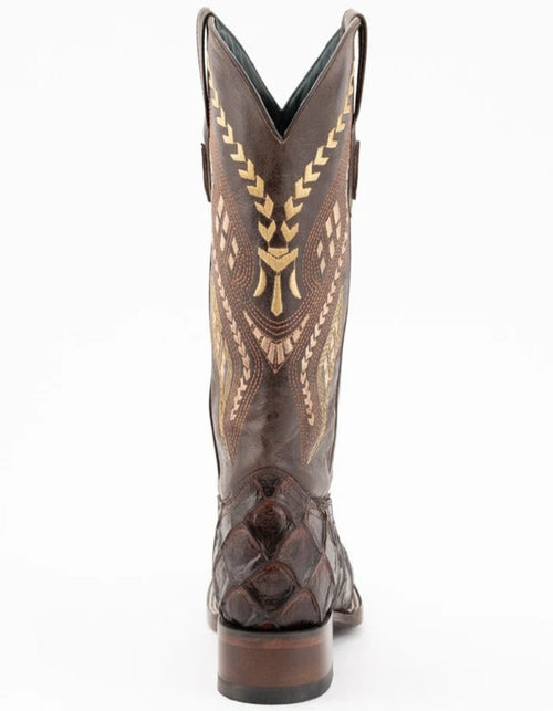 Ferrini Bronco Men's Print Pirarucu Fish Boots Handcrafted Chocolate Ferrini USA
