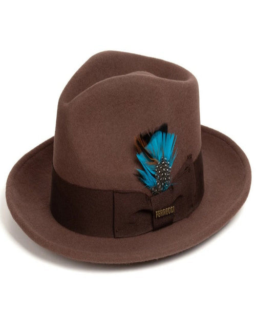 Brown Dress Hat 1920s Fedora Style - Mens Classic Wool Fedora Dress Hat in Brown by USA Men's Outlet