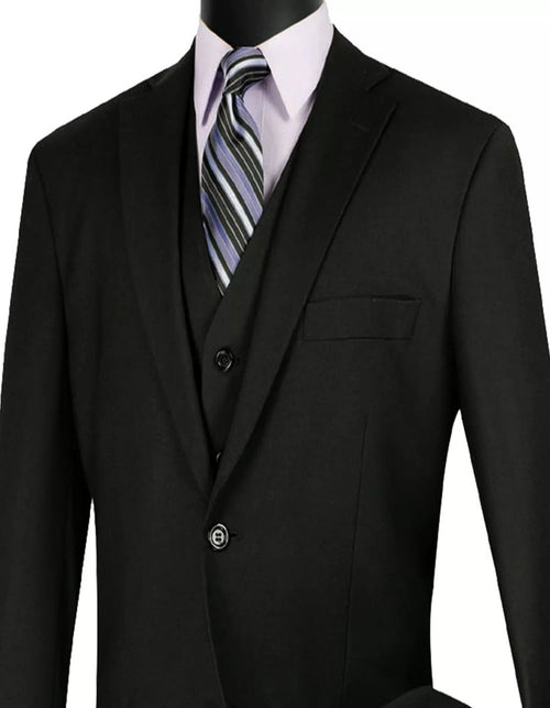 Mens Big and Tall Black Three Piece Two Button Classic Fit Suit by USA Men's Outlet