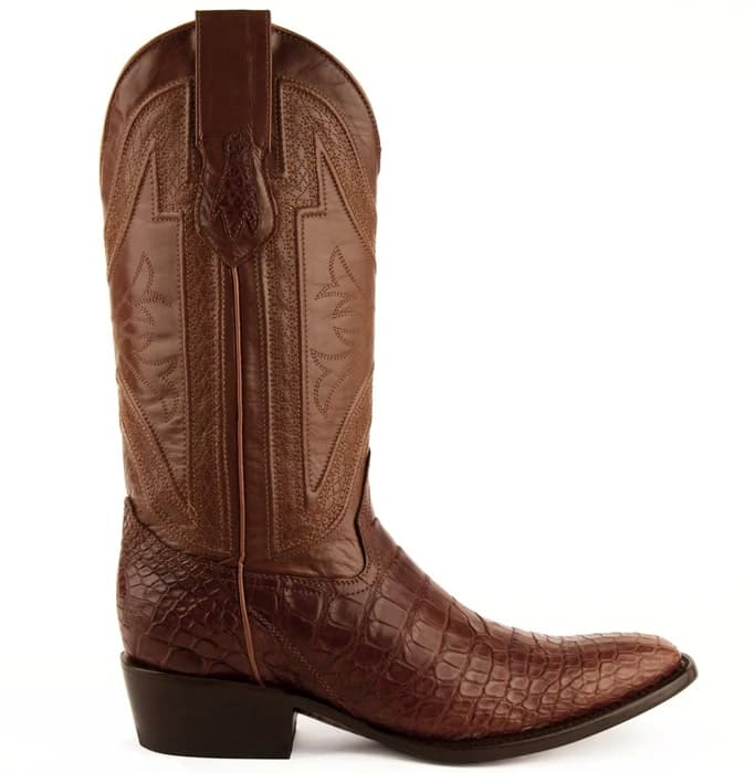 Ferinni Boot - Mens Dress Cowboy Boot - Ferrini Men's Stallion Alligator Belly Boots Narrow Square Toe Handcrafted Cognac