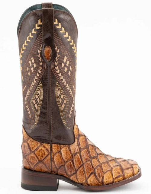 Ferrini Bronco Men's Print Pirarucu Fish Boots Handcrafted Cognac Ferrini USA