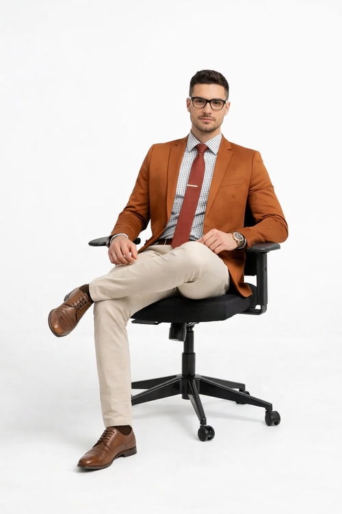 Cognac ~ Rust ~ Copper Color Burnt orange Men's 2 Buttons Blazer ~ Sport Coat Jacket