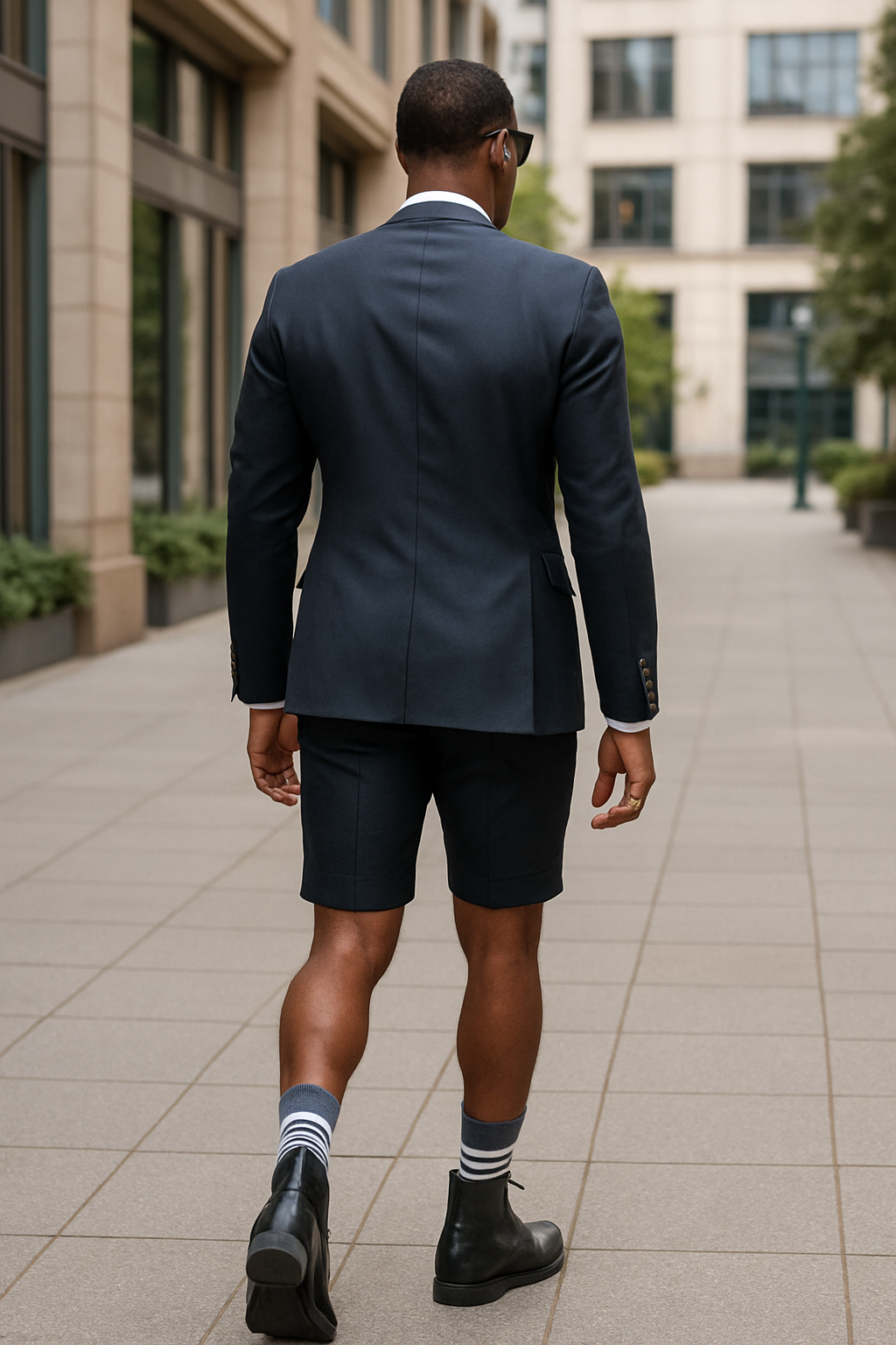 Cotton Fabric Charcoal Gray Suit - Mens Suits With Shorts - Summer Suit