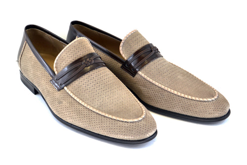 C131-3417HS- Perforated Suede-Taupe