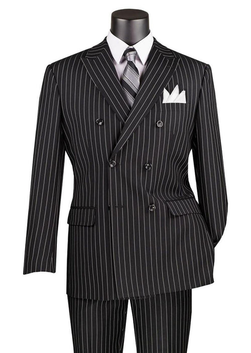Venetian Collection - Navy Regular Fit Glen Plaid 2 Button 3 Piece Suit by Vinci
