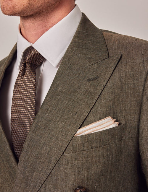 Mens Linen Suit For Beach Wedding - Summer Suit in Dark Green Tailored Fit - Men's Tuxedo USA