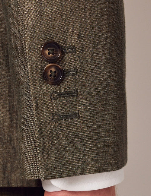 Mens Linen Suit For Beach Wedding - Summer Suit in Dark Green Tailored Fit - Men's Tuxedo USA
