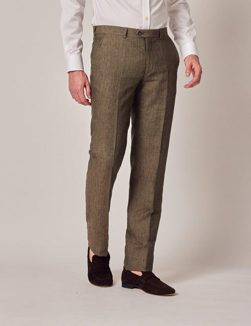 Mens Linen Suit For Beach Wedding - Summer Suit in Dark Green Tailored Fit - Men's Tuxedo USA